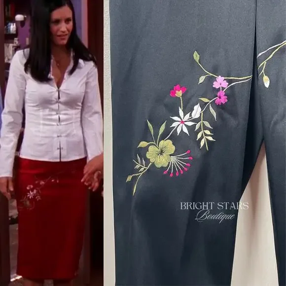 Rare Embroidered Cropped Pants ALT ASO Rachel Green Friends & Monica ALT - Picture 3 of 7